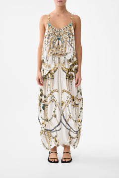 PANELLED HAREM PANT WITH TIE WAIST CHAIN GANG