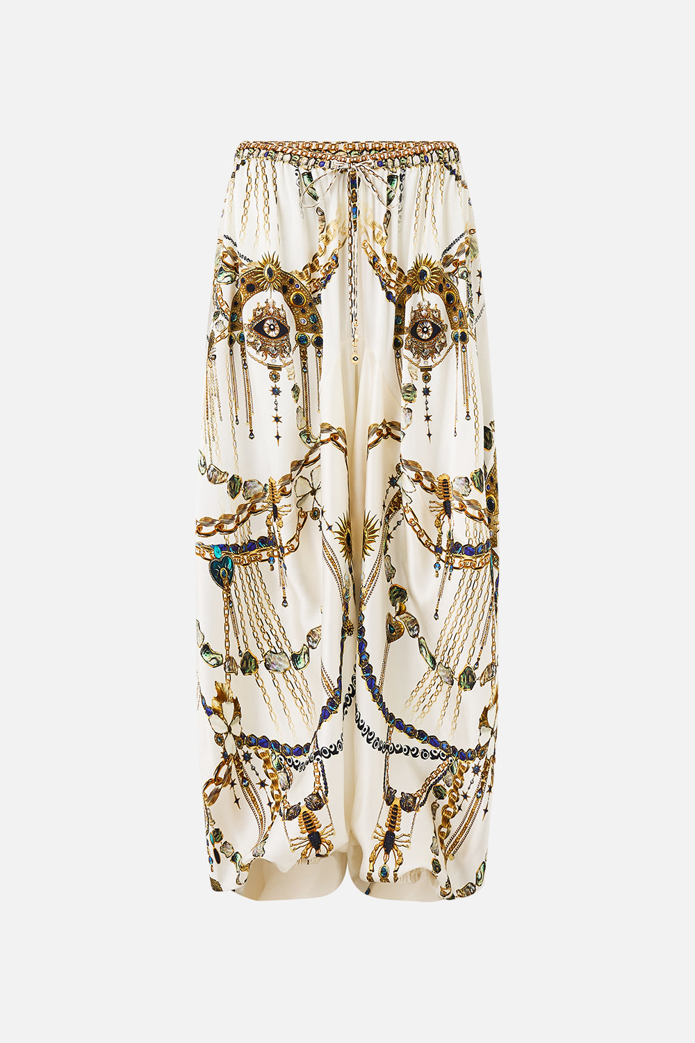 PANELLED HAREM PANT WITH TIE WAIST CHAIN GANG