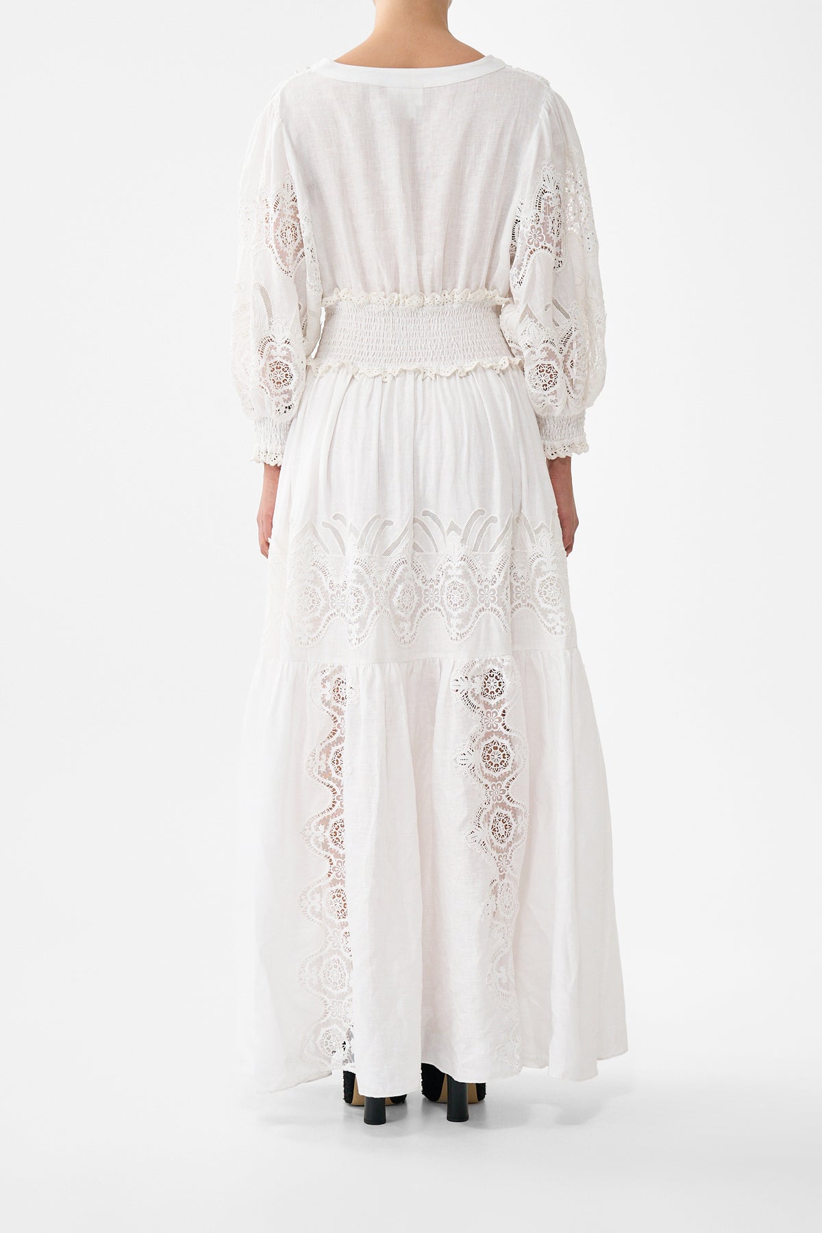 SHIRRED WAISTBAND LONG DRESS ALL ABOUT THAT LACE