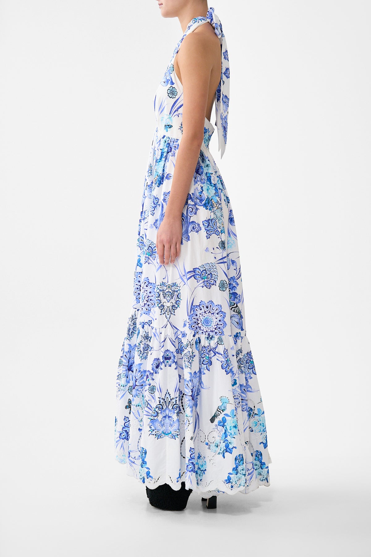 RUFFLE HEM HALTER DRESS ALL ABOUT THAT LACE