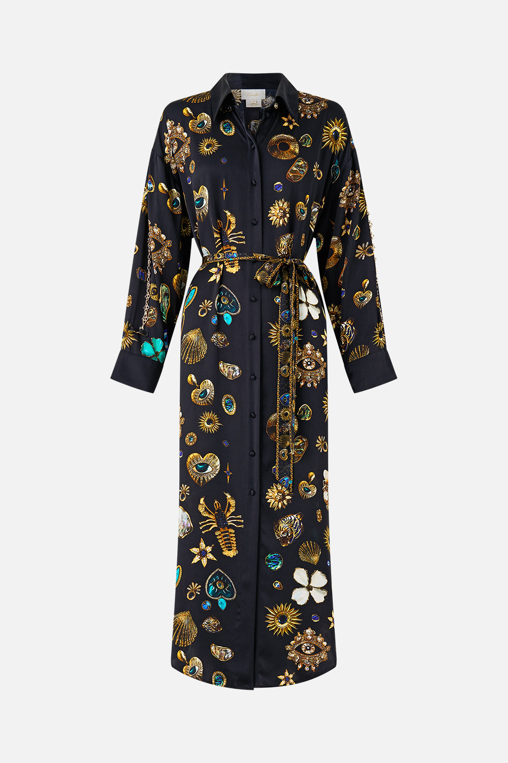 SHIRT DRESS WITH BACK BUTTON DETAIL AMULETS AND ALCHEMY