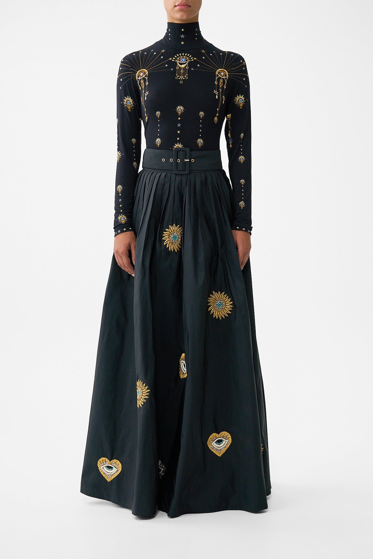 The CAMILLA BELTED TAFFETA MAXI SKIRT AMULETS AND ALCHEMYAMULETS AND ALCHEMY