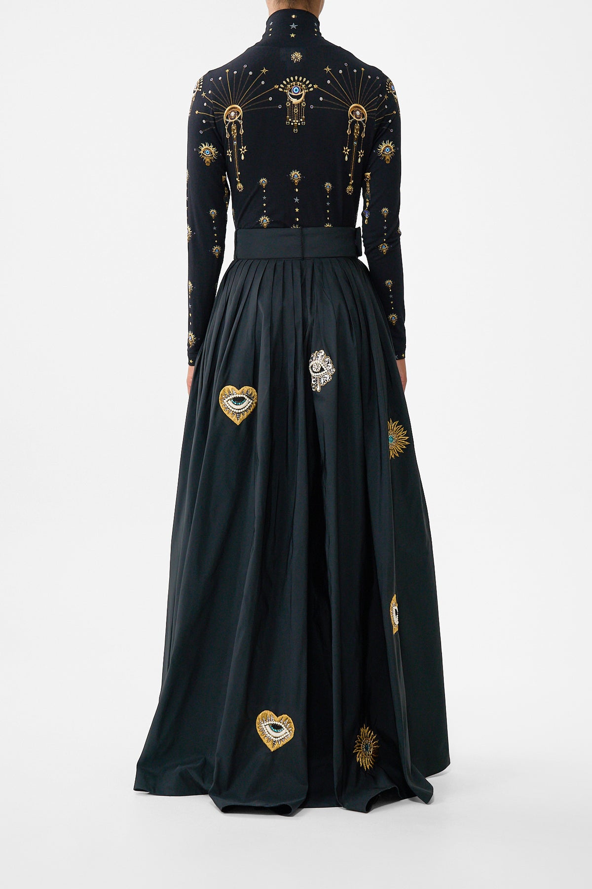 The CAMILLA BELTED TAFFETA MAXI SKIRT AMULETS AND ALCHEMY