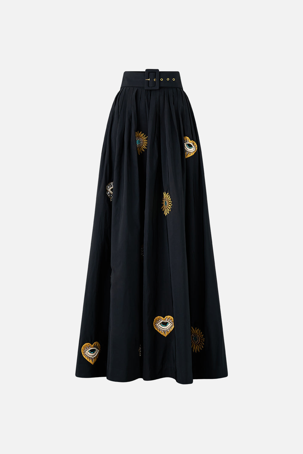 The CAMILLA BELTED TAFFETA MAXI SKIRT AMULETS AND ALCHEMY