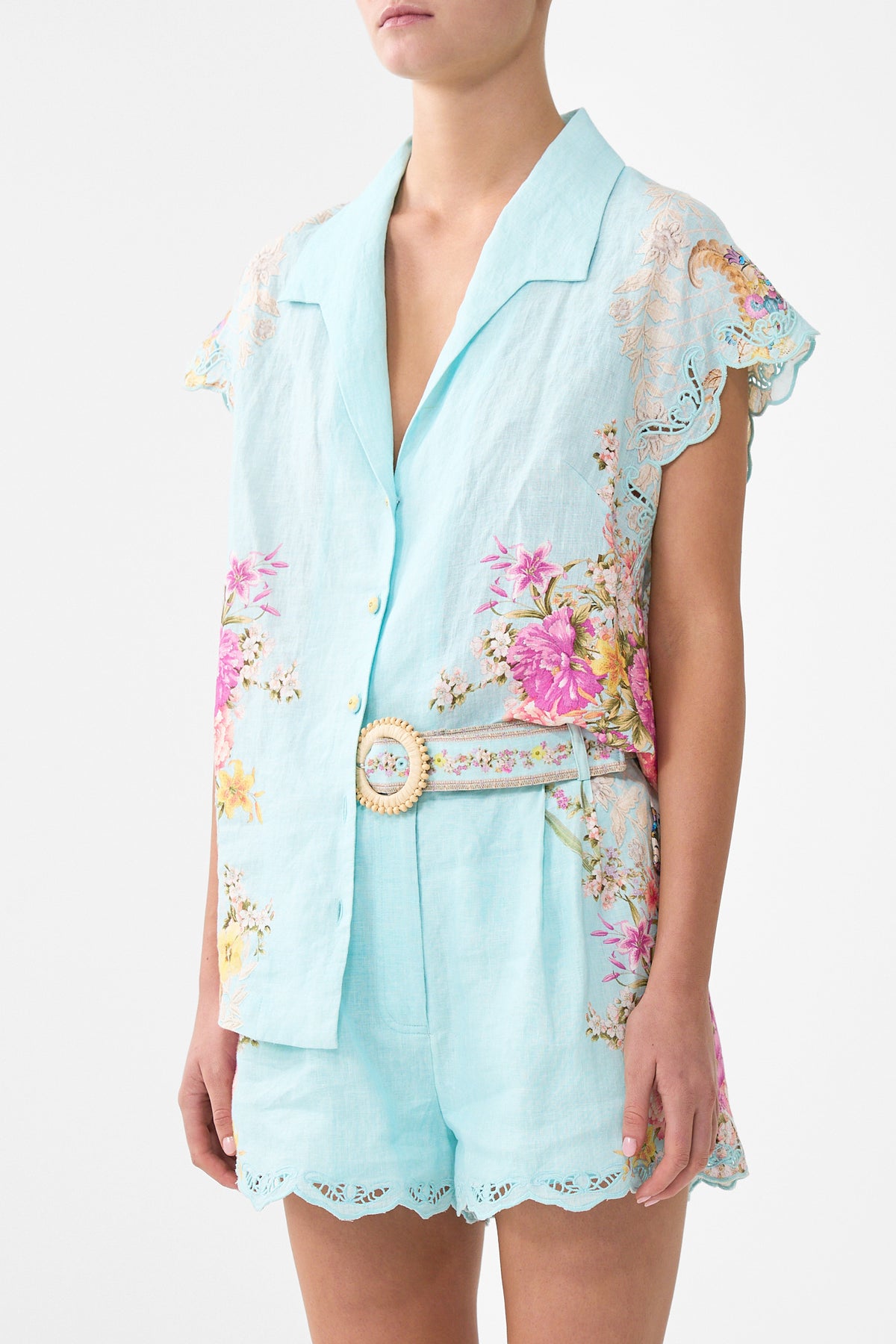 The CAMILLA BUTTON THROUGH COLLARED TOP BAZAAR BLOOMS