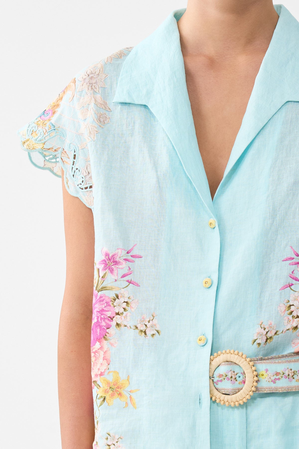 The CAMILLA BUTTON THROUGH COLLARED TOP BAZAAR BLOOMS