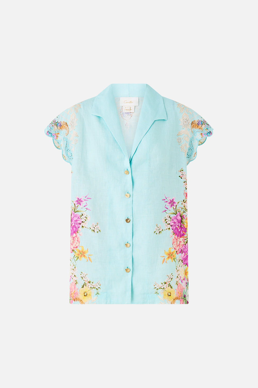 The CAMILLA BUTTON THROUGH COLLARED TOP BAZAAR BLOOMS