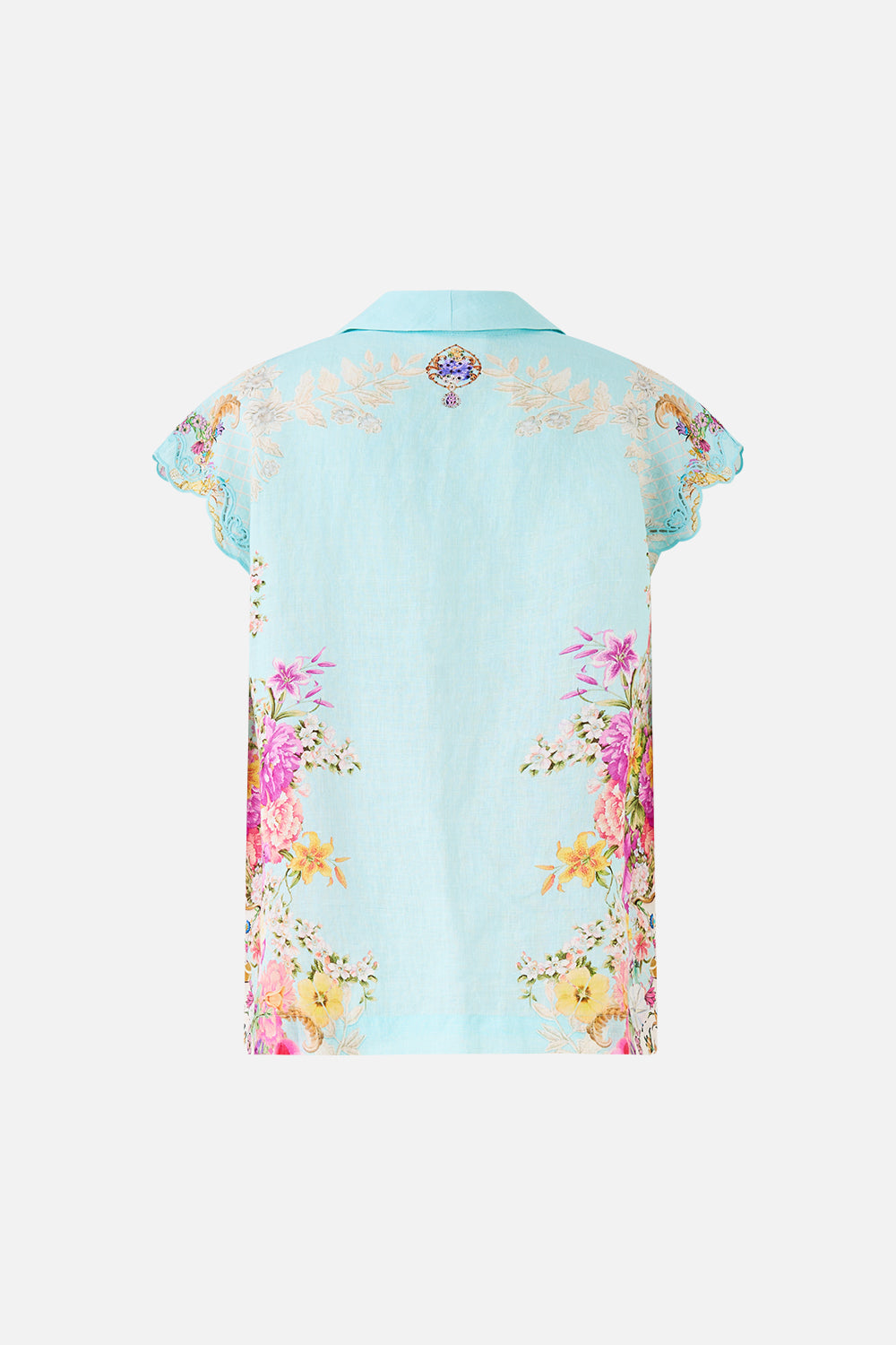 The CAMILLA BUTTON THROUGH COLLARED TOP BAZAAR BLOOMS