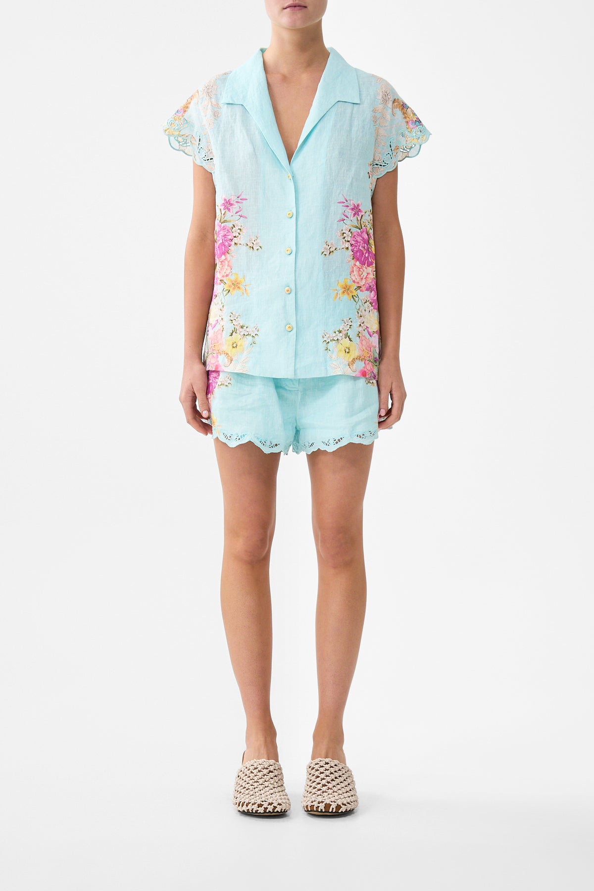 The CAMILLA BUTTON THROUGH COLLARED TOP BAZAAR BLOOMS