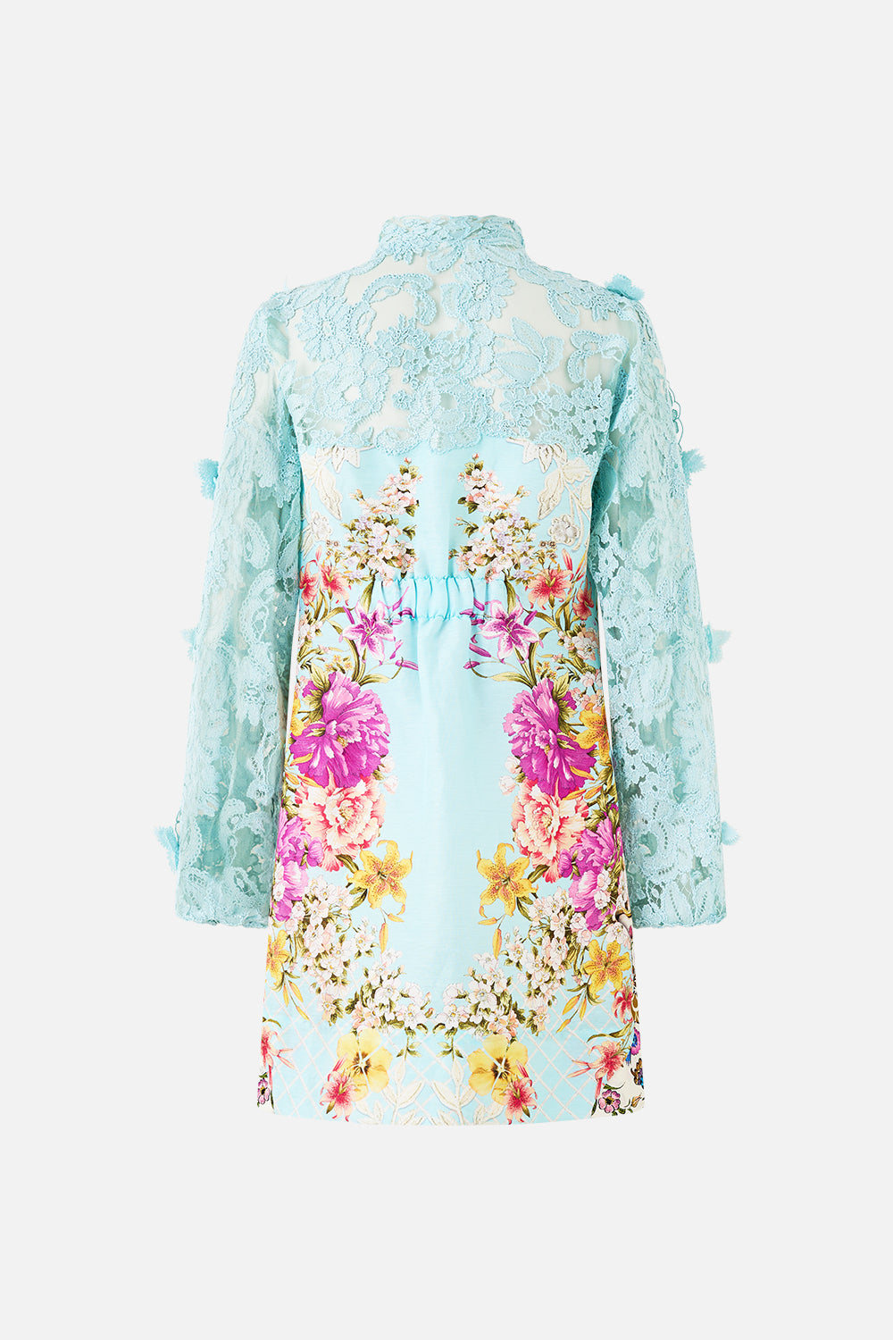 The CAMILLA LACE SLEEVE MINI DRESS BAZAAR BLOOMS