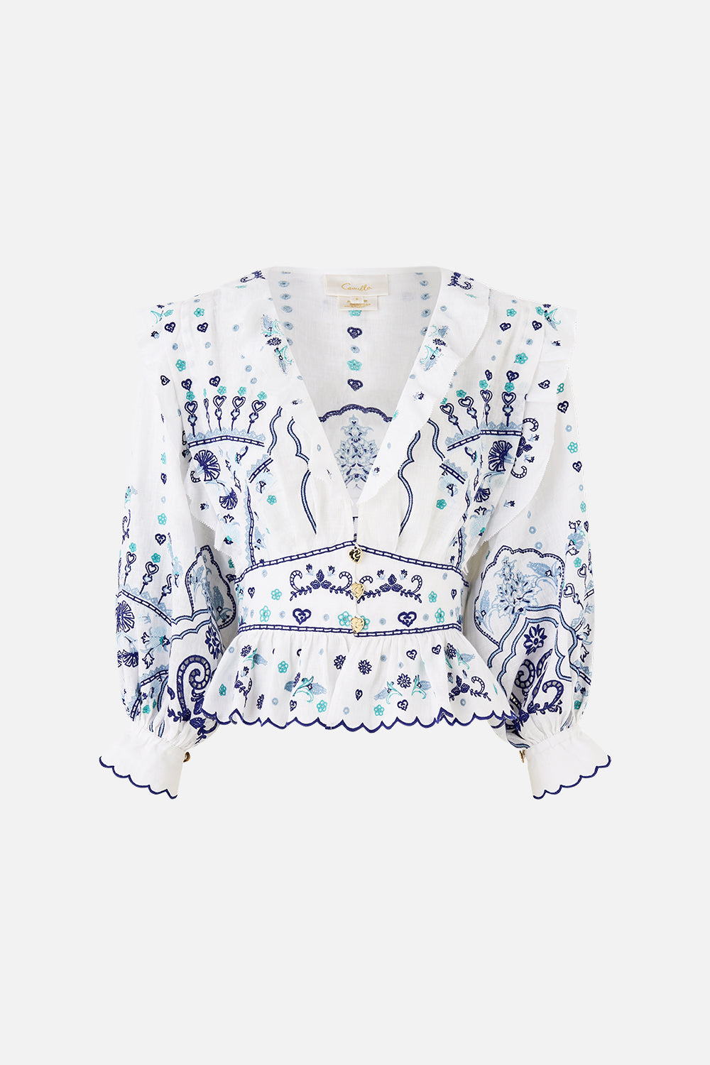 The CAMILLA V-NECK BLOUSE WITH RUFFLE DETAILS ALL ABOUT THAT LACE