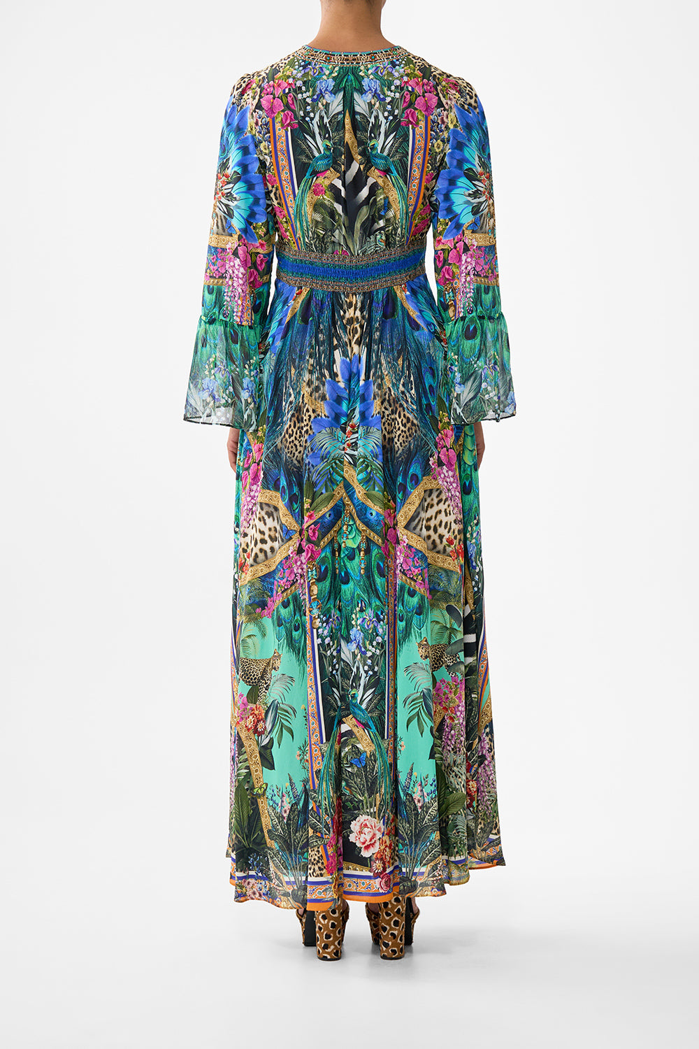 SHAPED WAISTBAND DRESS WITH RUFFLE SLEEVE ANIMAL ALCHEMY