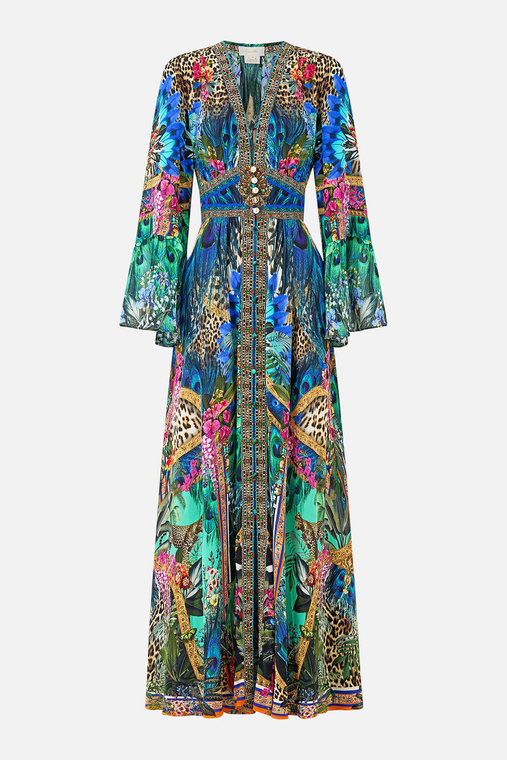 SHAPED WAISTBAND DRESS WITH RUFFLE SLEEVE ANIMAL ALCHEMY