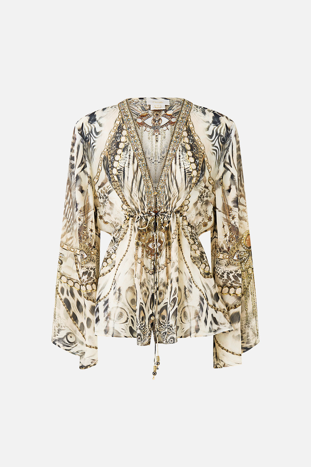 V-NECK TIE WAIST BLOUSE LADY LIONHEART