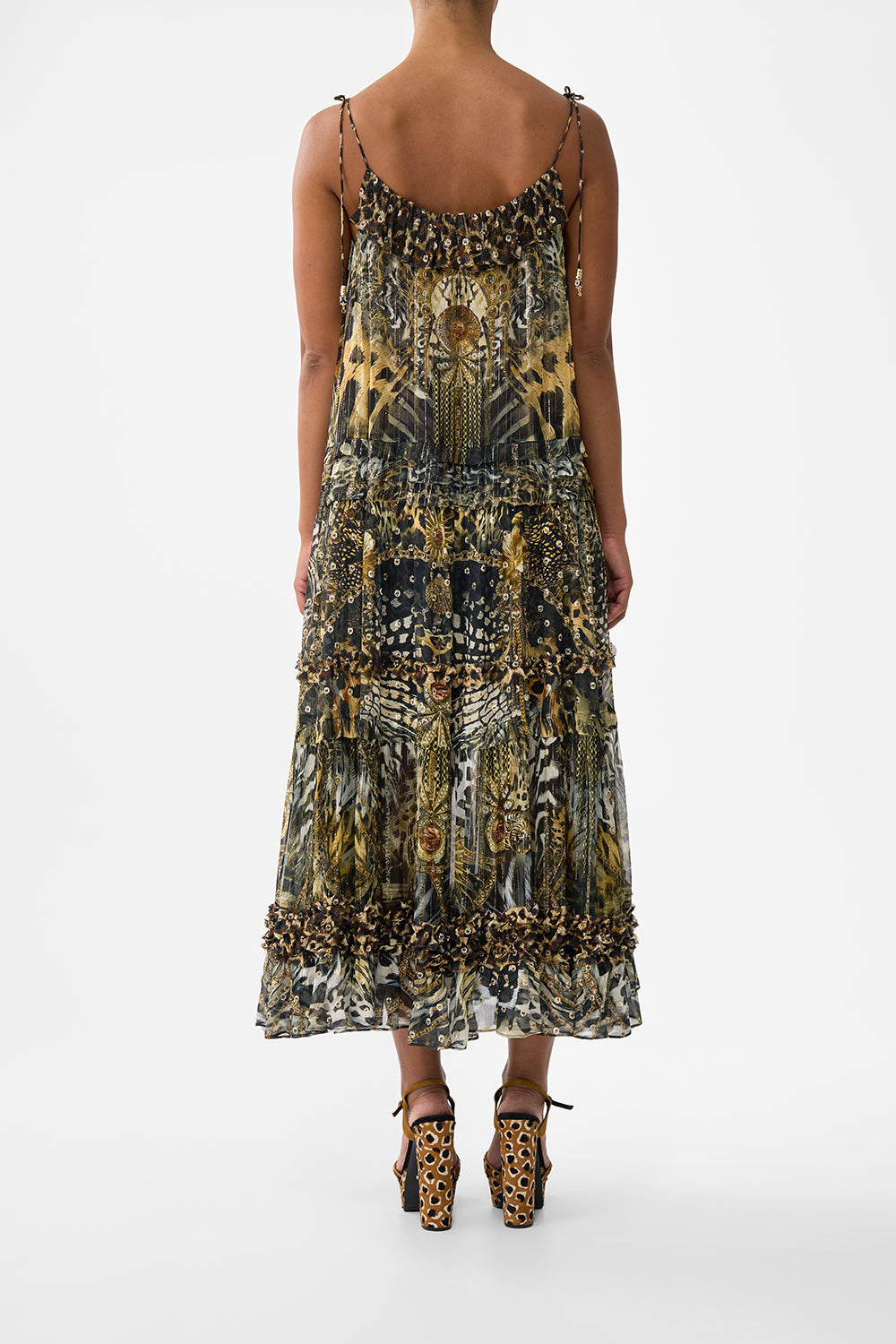 The CAMILLA GATHERED TIERED DRESS WITH FRILL DETAIL FELINE FOLKLORE