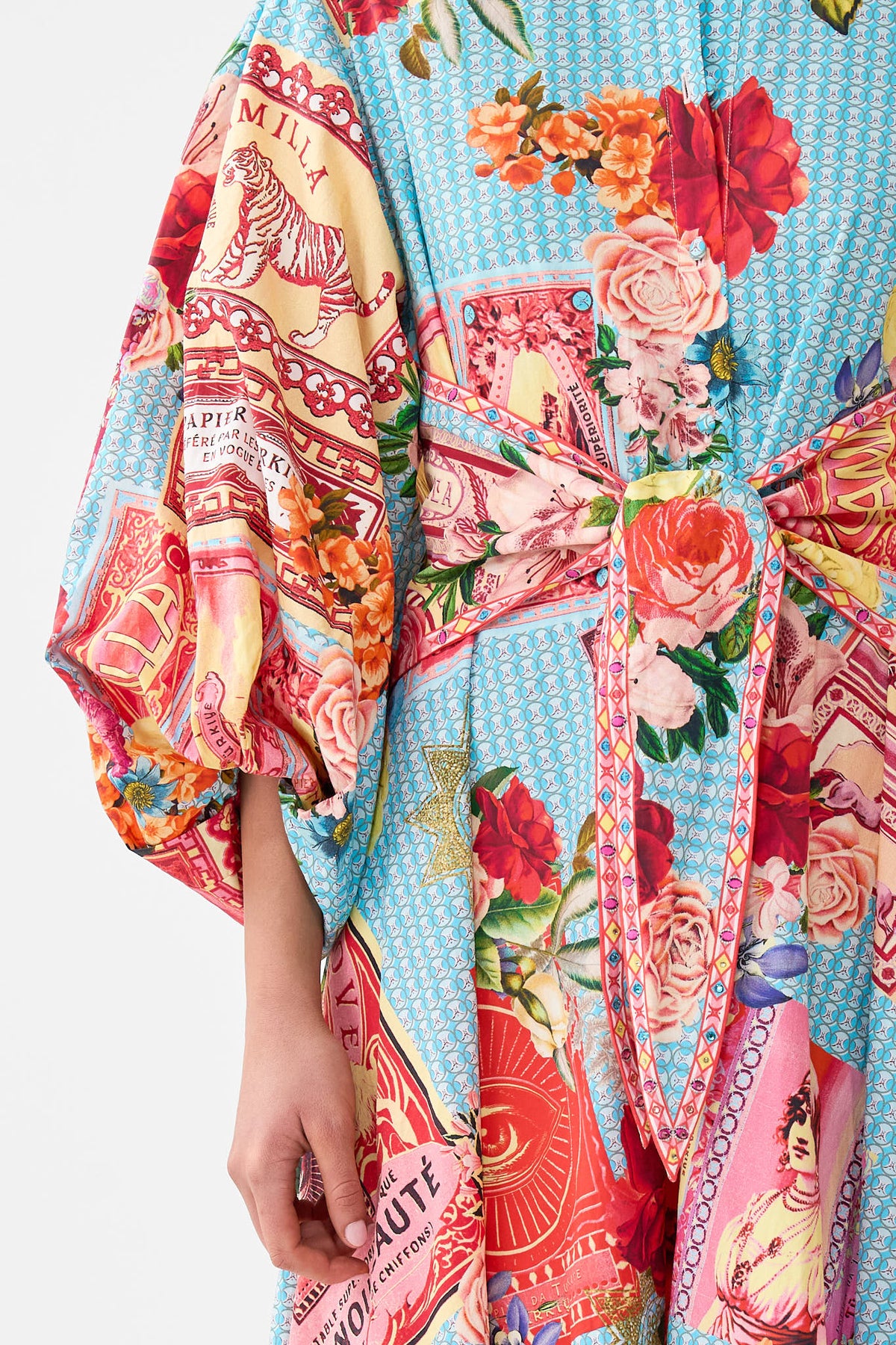 The CAMILLA WAIST TIE SHIRT DRESS WITH BUBBLE SLEEVE PAPERS AND CURIOUS CAPERS