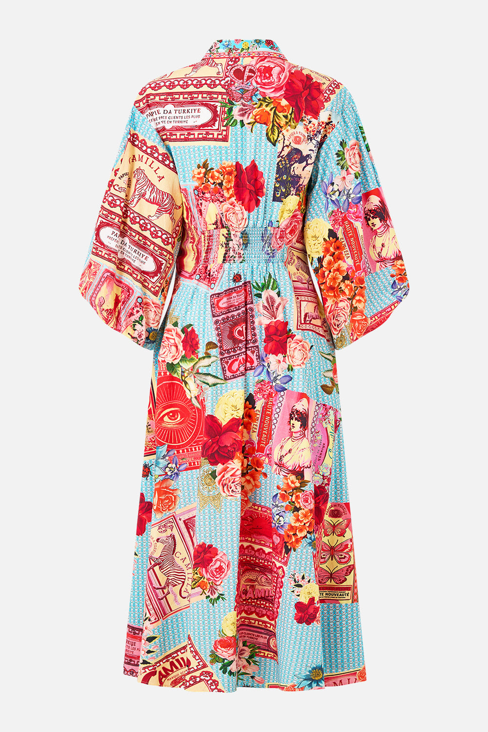 The CAMILLA WAIST TIE SHIRT DRESS WITH BUBBLE SLEEVE PAPERS AND CURIOUS CAPERS