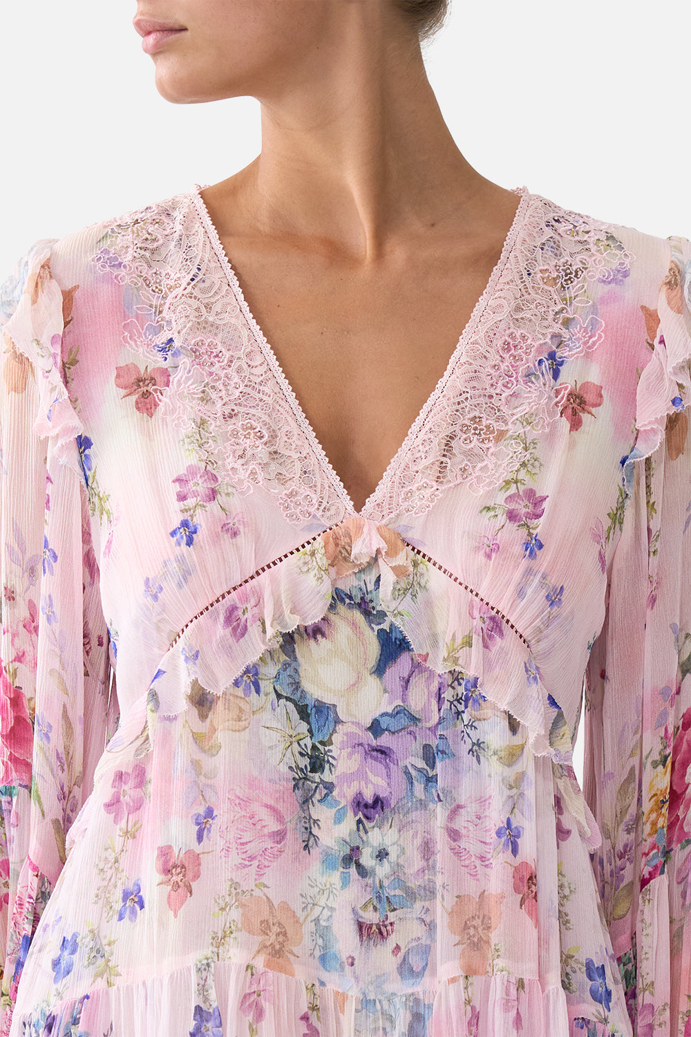 TIERED SWING MINI DRESS PALATIAL PASTELS