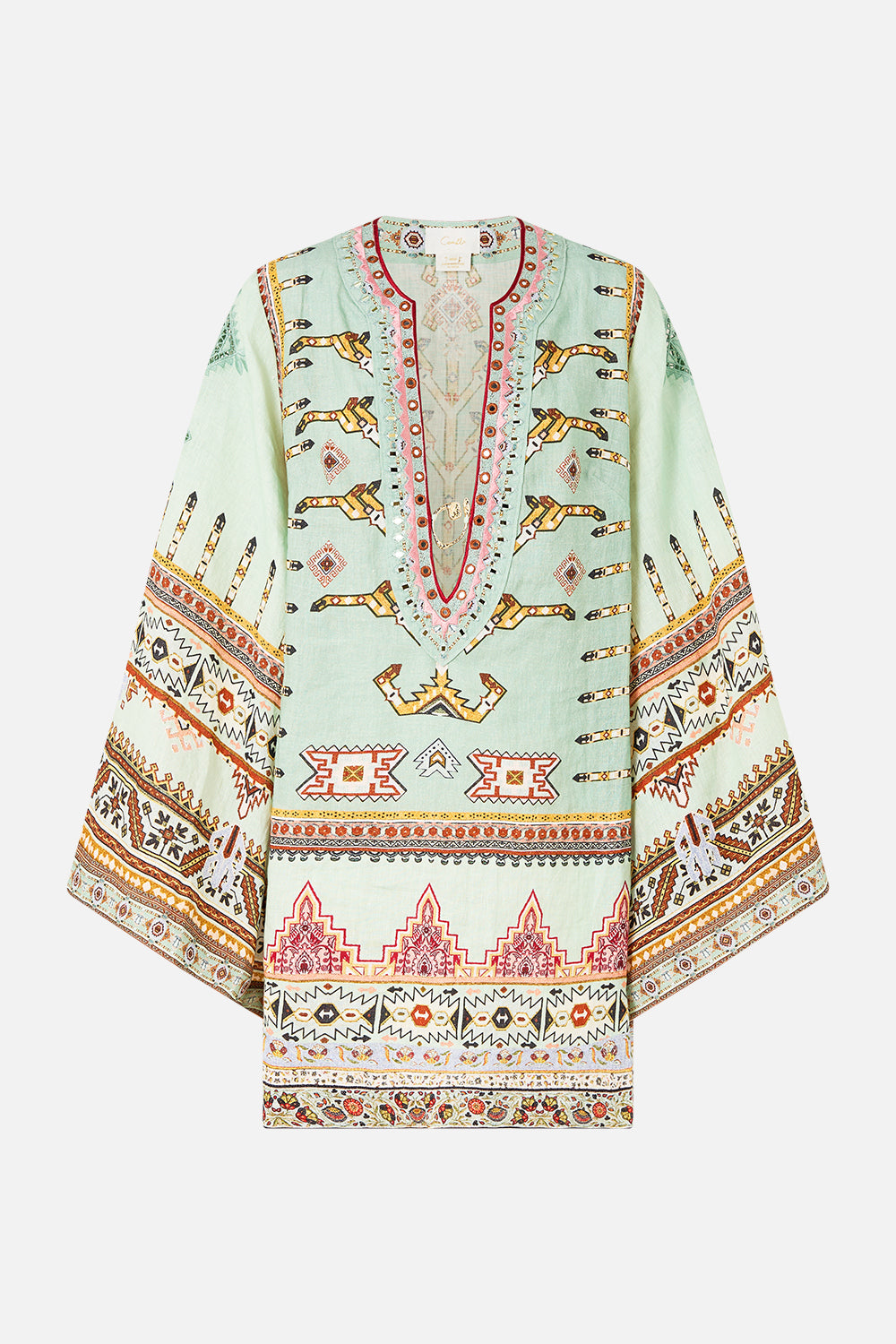 The CAMILLA DEEP V-NECK HARDWARE SHORT KAFTAN LEGEND HAS IT