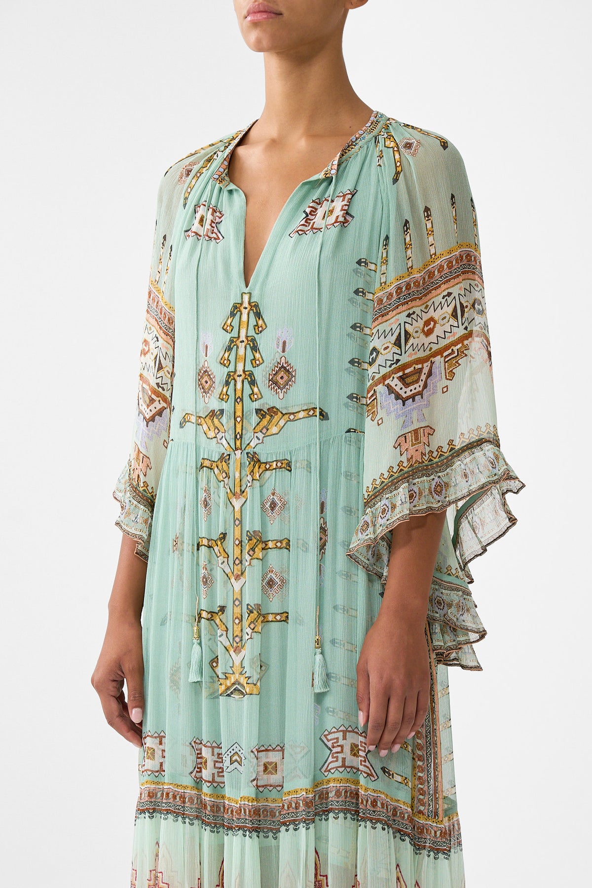 WIDE SLEEVE GATHERED DRESS LEGEND HAS IT