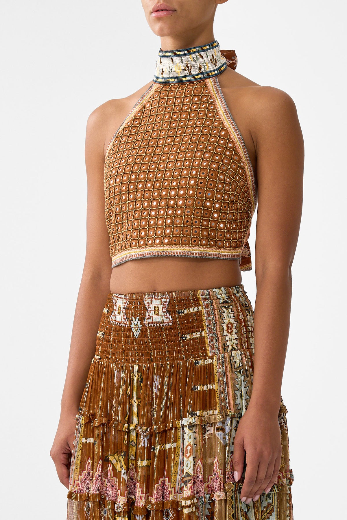 The CAMILLA HALTER TIE BACK TOP FABRIC OF TIME