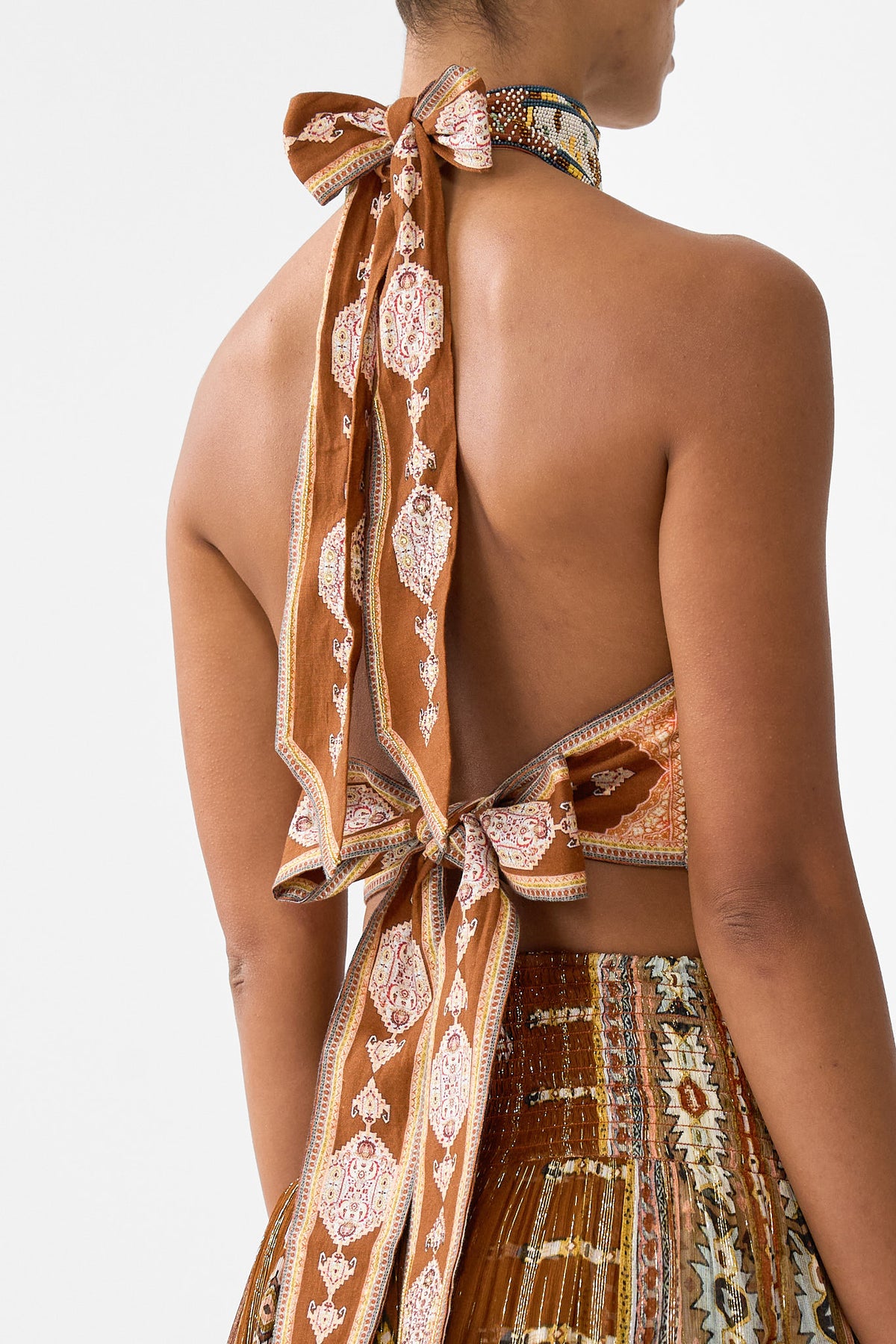 The CAMILLA HALTER TIE BACK TOP FABRIC OF TIME