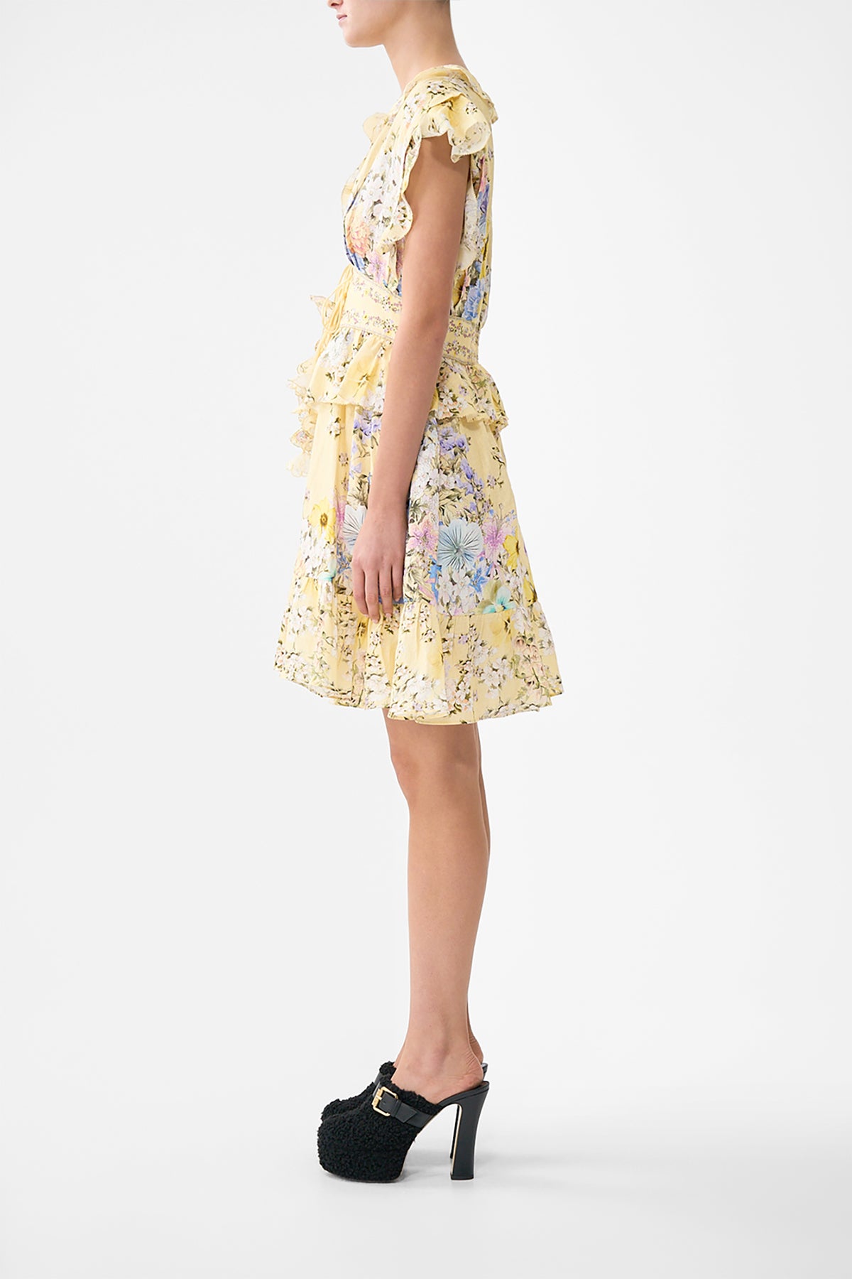 WAISTED SHORT DRESS WITH RUFFLE DETAILS DARLING BUDS