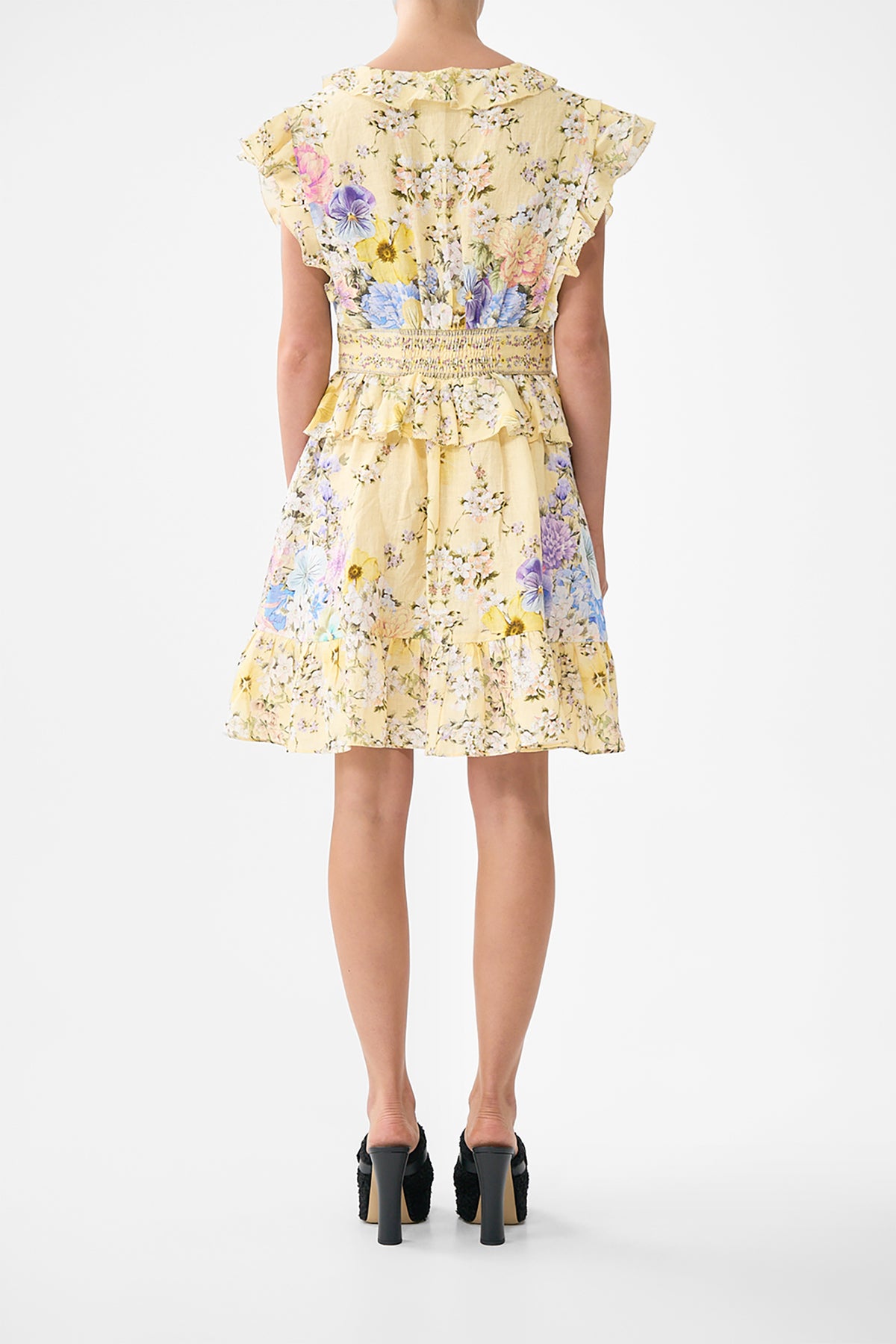 WAISTED SHORT DRESS WITH RUFFLE DETAILS DARLING BUDS