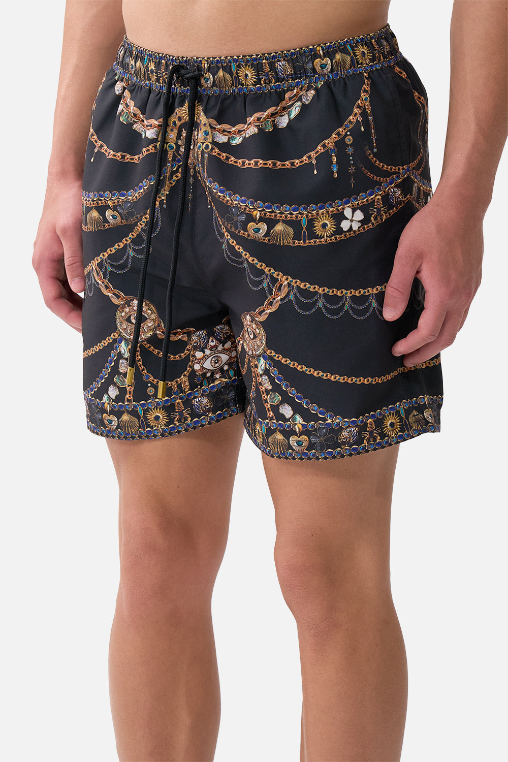 MID LENGTH BOARDSHORT WITH ELASTIC WAIST AMULETS AND ALCHEMY