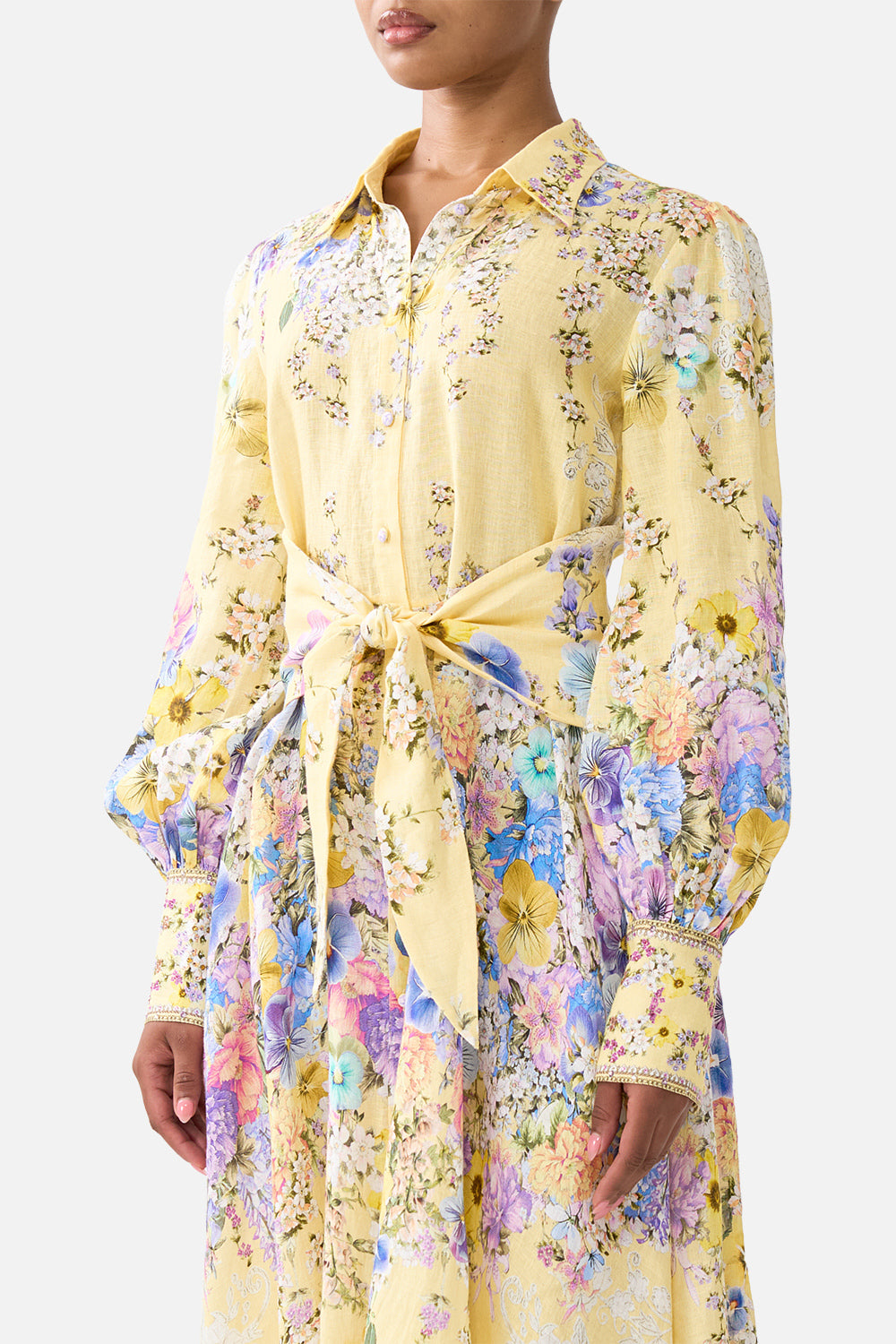The CAMILLA WAIST TIE SHIRT DRESS DARLING BUDS