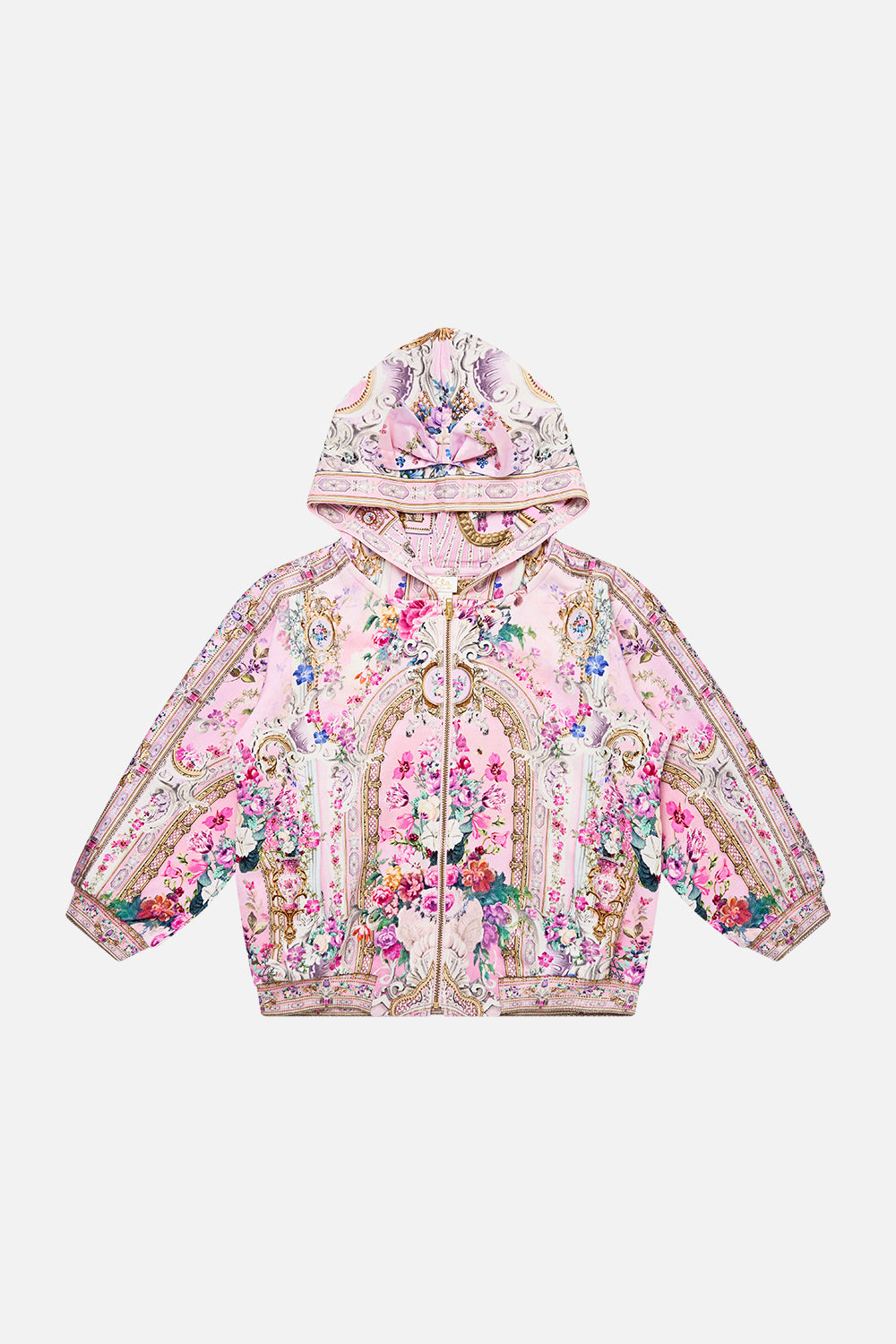 KIDS ZIP THROUGH HOODIE WITH BOW PALATIAL PASTELS
