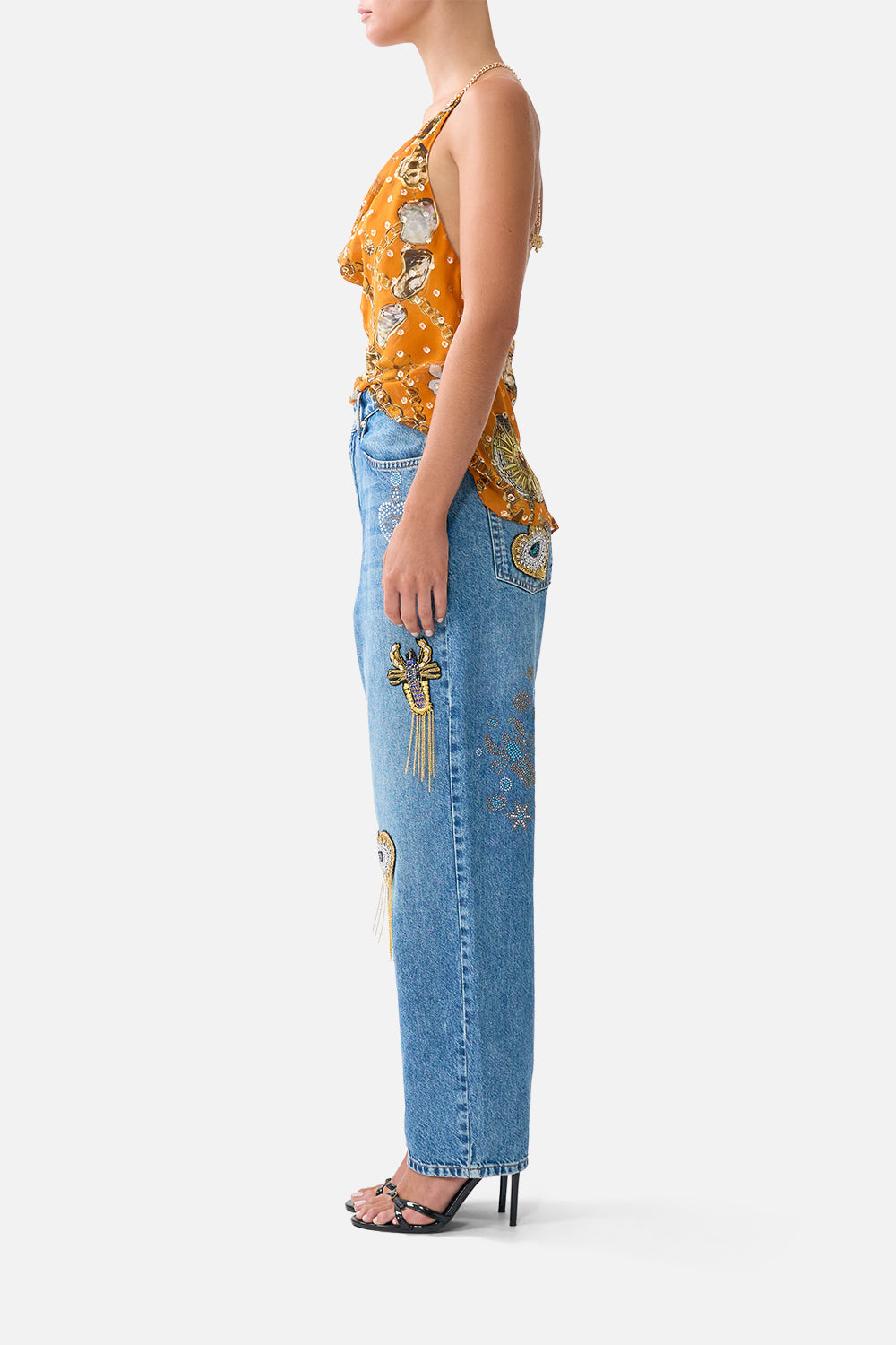 The CAMILLA DRAPED TOP WITH HARDWARE TALISMANS OF TURKIYE