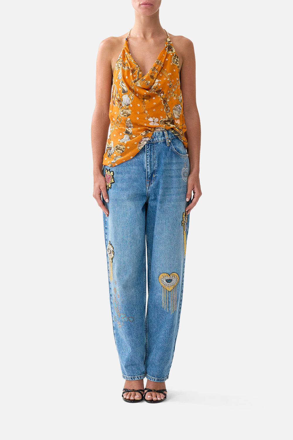 The CAMILLA DRAPED TOP WITH HARDWARE TALISMANS OF TURKIYETALISMANS OF TURKIYE