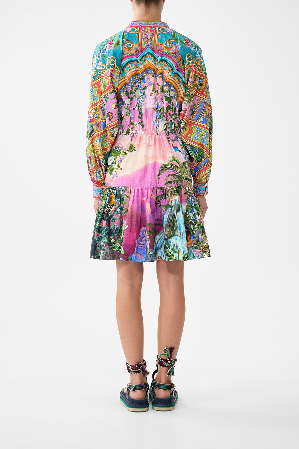 SHORT TIERED SHIRTDRESS WITH WIDE WAIST TIE TURKISH DELIGHT