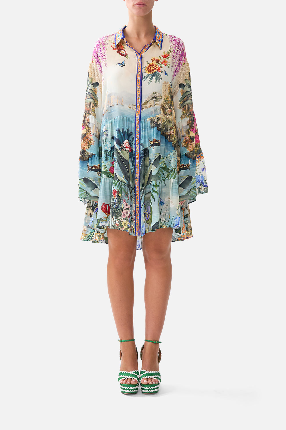 The CAMILLA TIERED DRESS WITH COLLAR BODRUM BOTANICALSBODRUM BOTANICALS