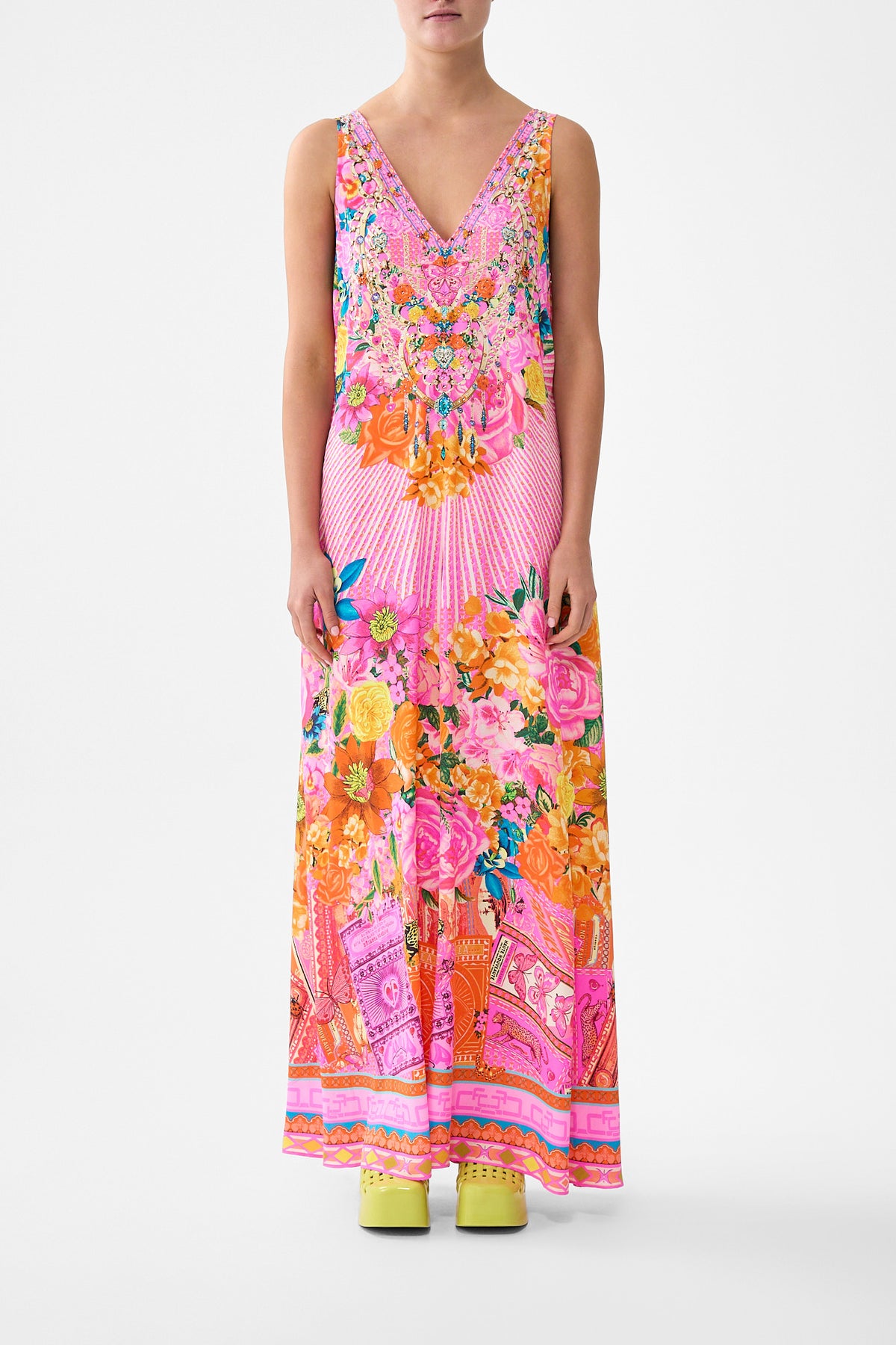 The CAMILLA V-NECK FLARED JUMPSUIT ILLUSTRATION NATIONILLUSTRATION NATION