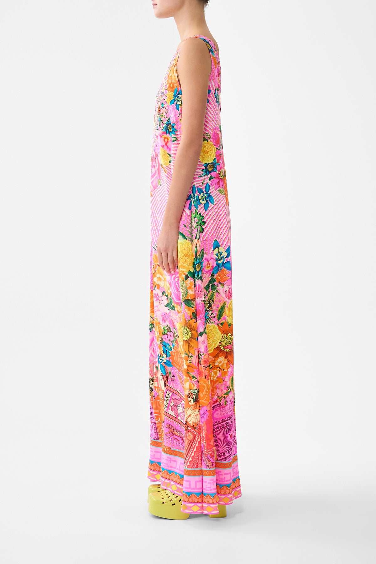 The CAMILLA V-NECK FLARED JUMPSUIT ILLUSTRATION NATION