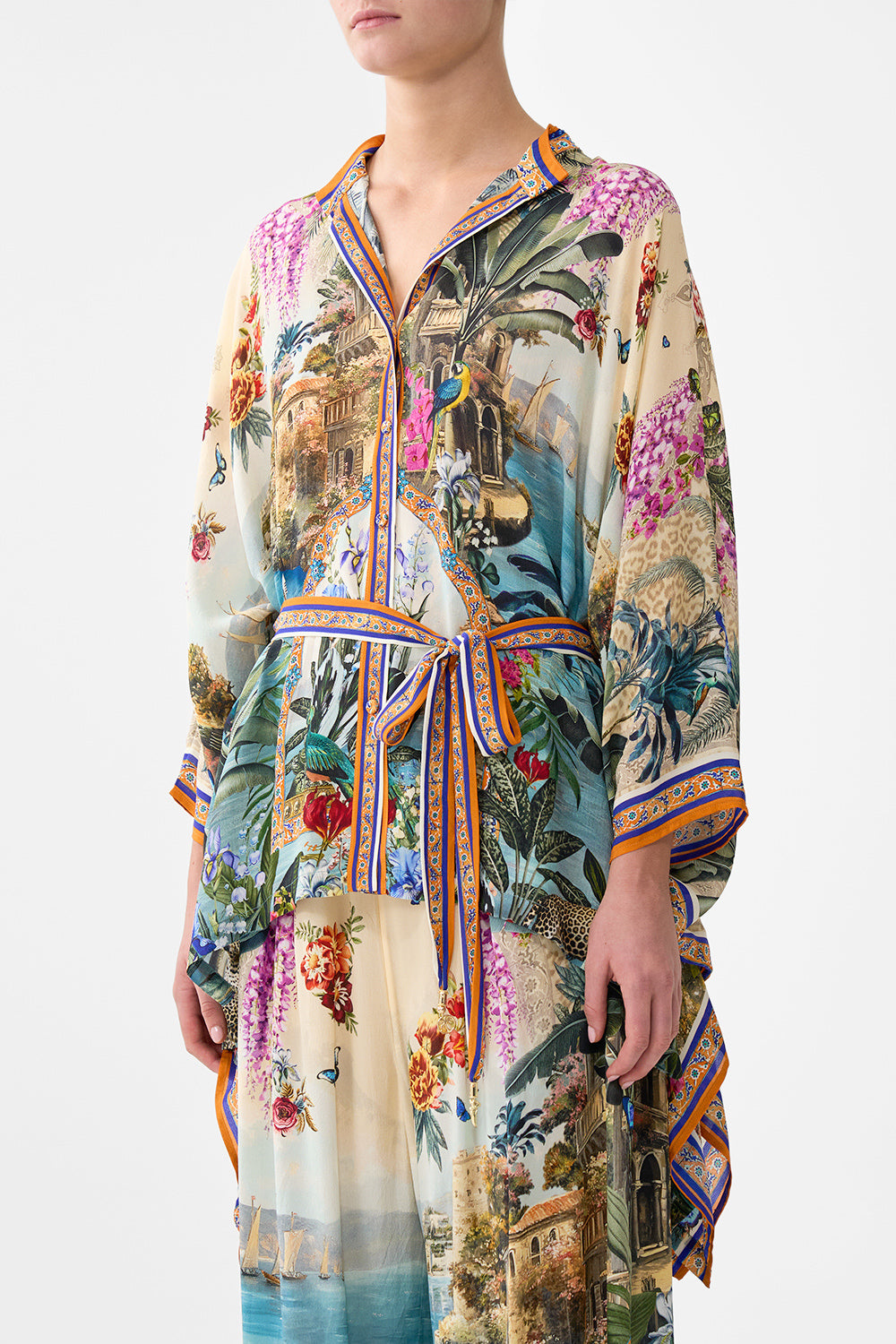 BUTTON THROUGH SCARF BLOUSE BODRUM BOTANICALS