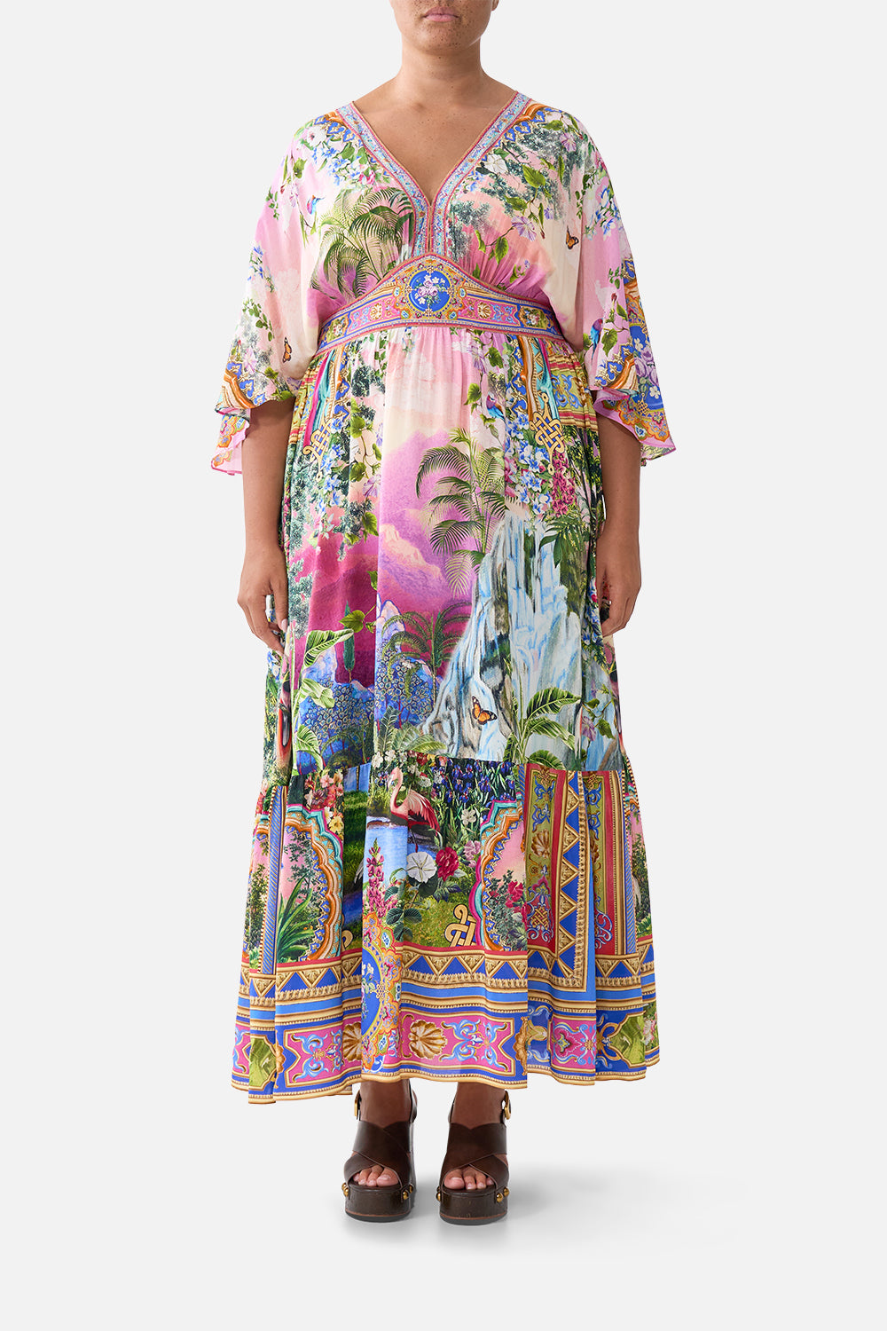 The CAMILLA WAISTED DRESS WITH HEM RUFFLE TURKISH DELIGHT
