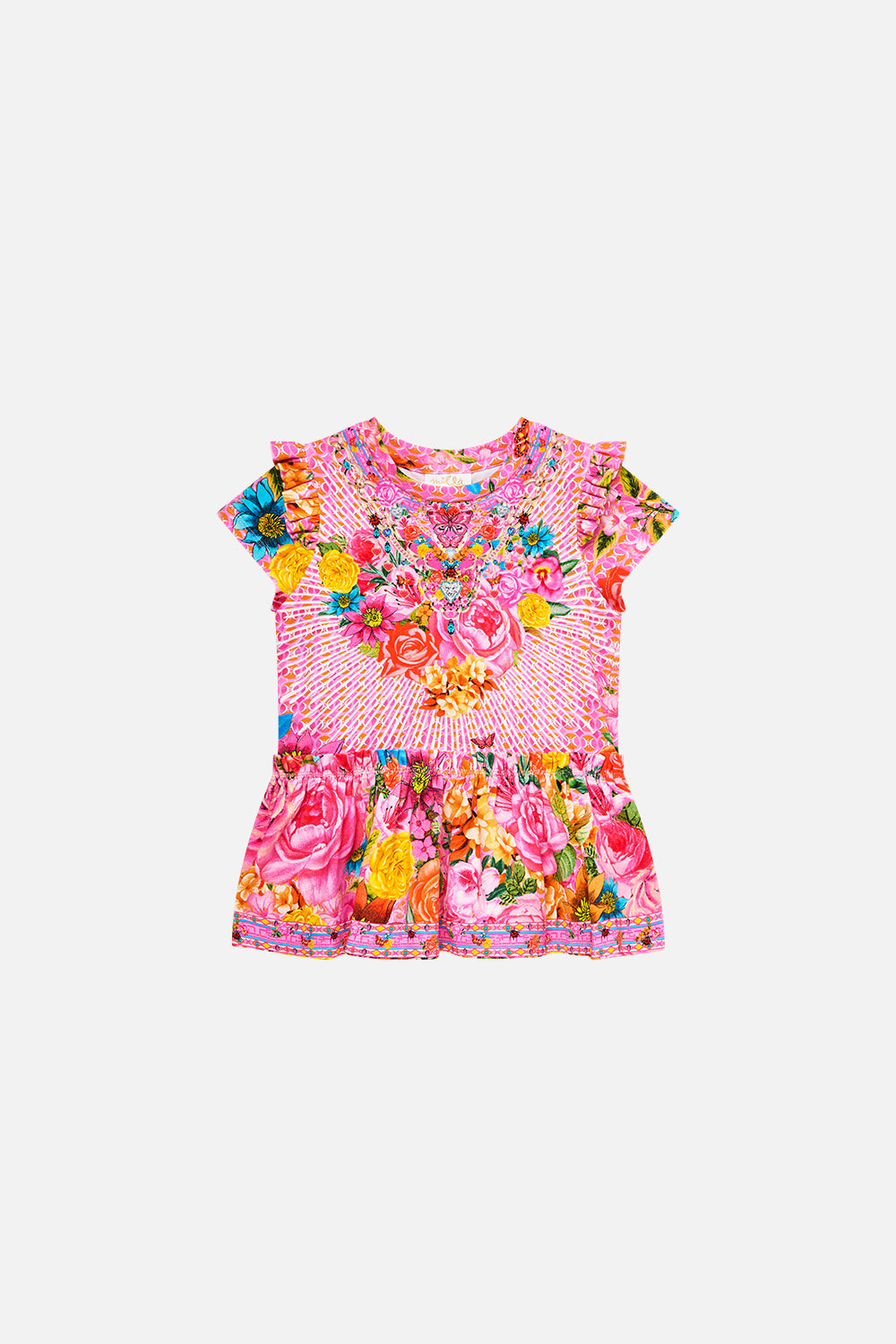 The CAMILLA BABIES TEE DRESS WITH FRILL SHOULDER AND HEM ILLUSTRATION NATIONILLUSTRATION NATION