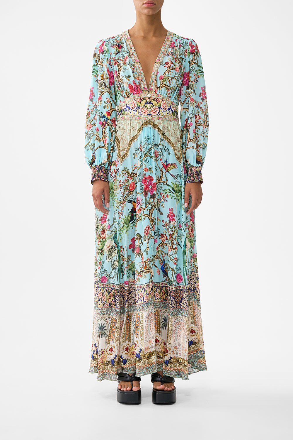 The CAMILLA BUTTON DRESS WITH SHAPED WAISTBAND SULTANS AND QUEENSSULTANS AND QUEENS