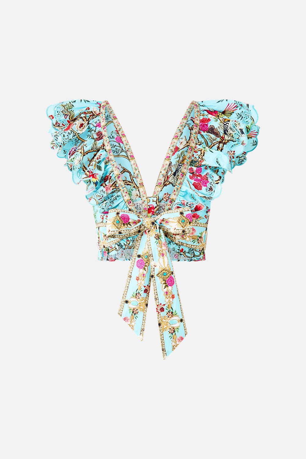 The CAMILLA DEEP V-FRILL SHORT SLEEVE TOP SULTANS AND QUEENS