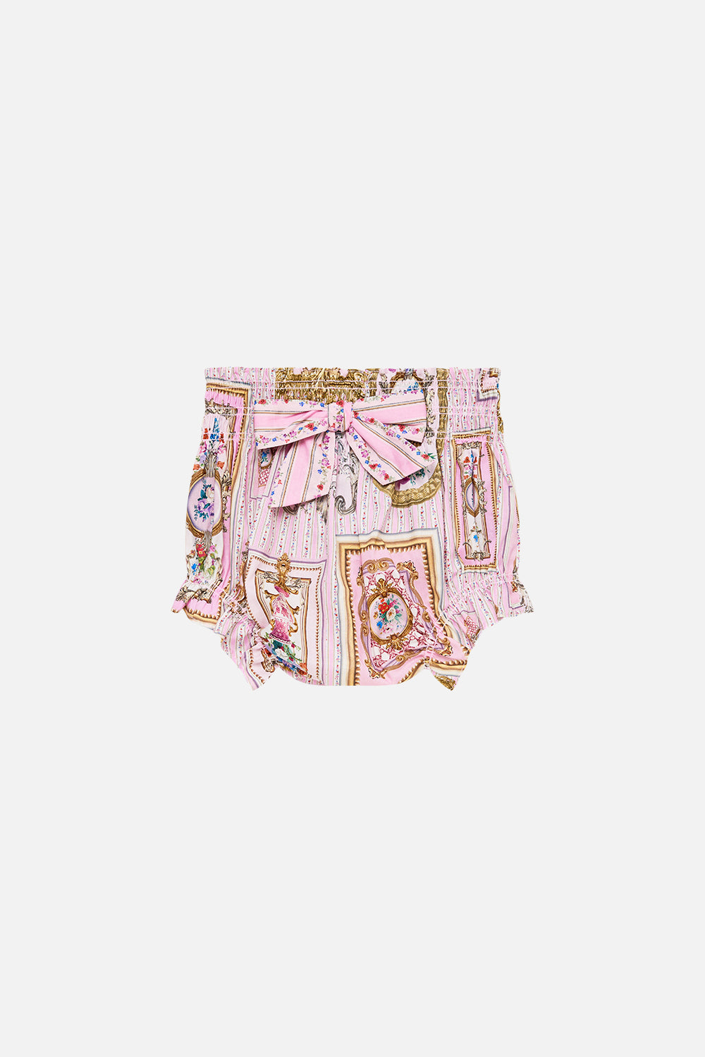 The CAMILLA BABIES SHIRRED WAIST BLOOMER WITH BOW PALATIAL PASTELS