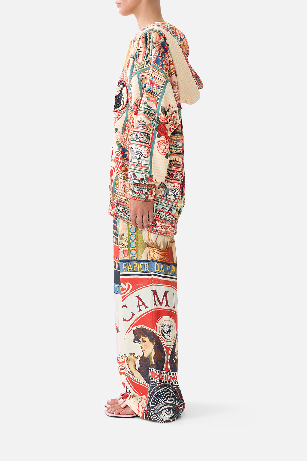 The CAMILLA SILK HEM BAND BOYFRIEND HOODIE - MULTI HIGH CLASS HOOKAH