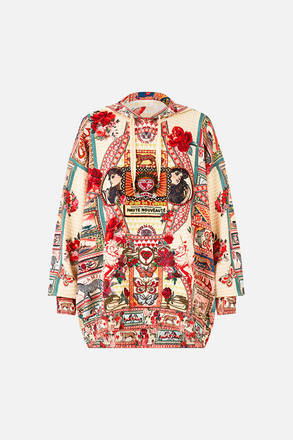 The CAMILLA SILK HEM BAND BOYFRIEND HOODIE - MULTI HIGH CLASS HOOKAH