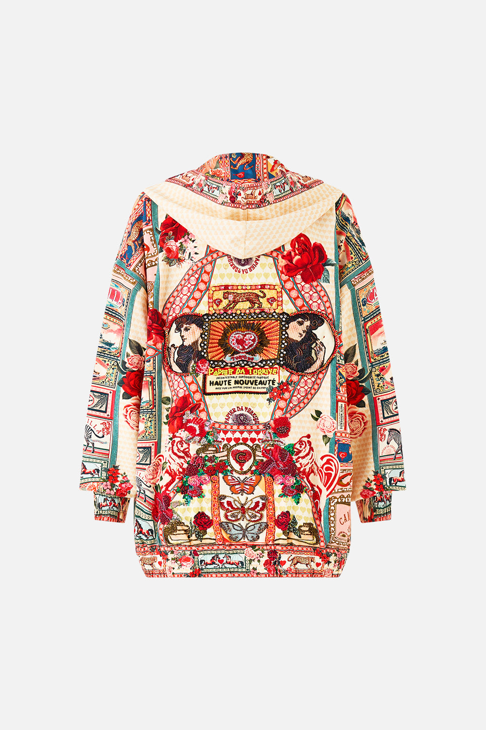 The CAMILLA SILK HEM BAND BOYFRIEND HOODIE - MULTI HIGH CLASS HOOKAH