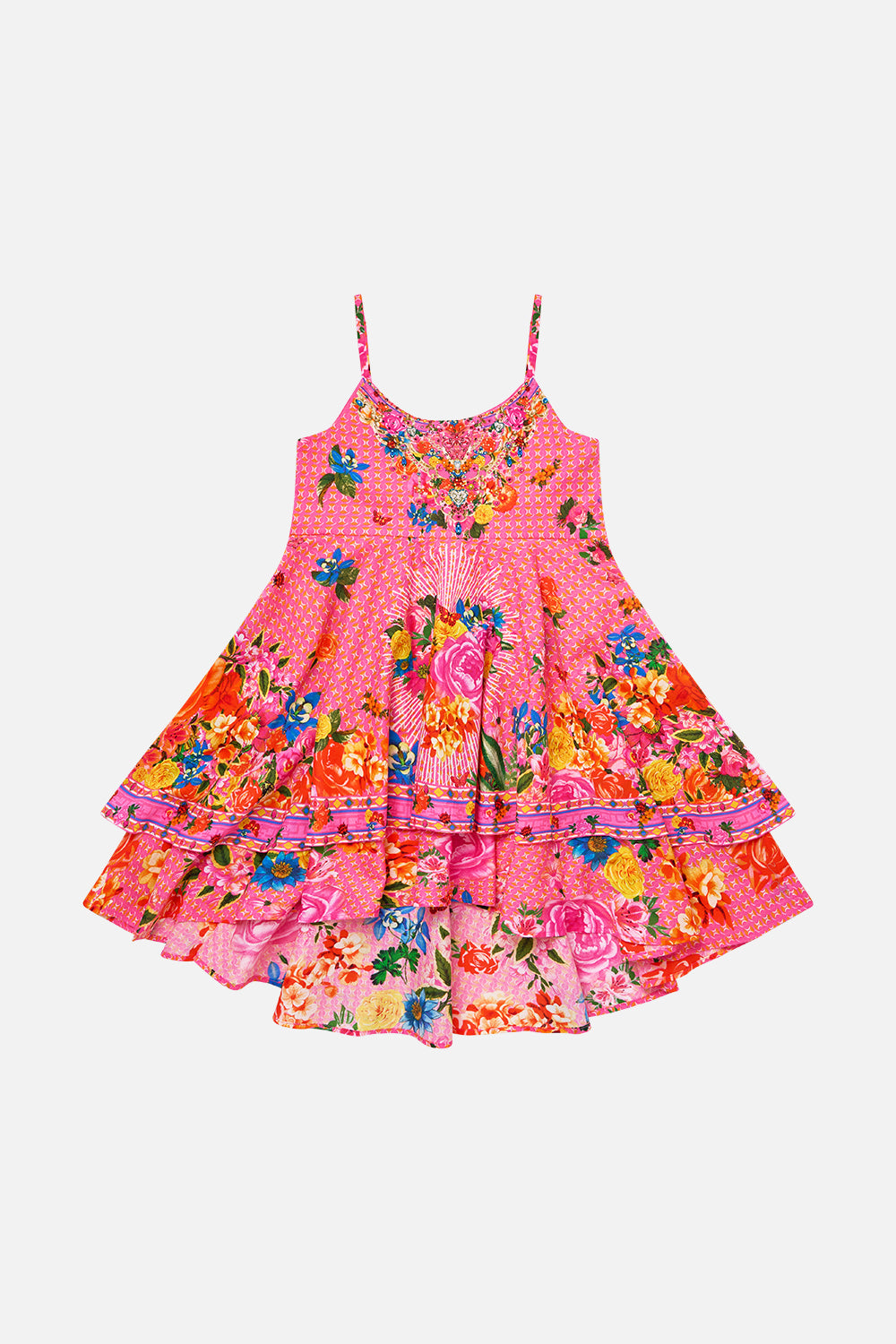 The CAMILLA KIDS ROUND NECK LAYERED HIGH LOW DRESS ILLUSTRATION NATIONILLUSTRATION NATION