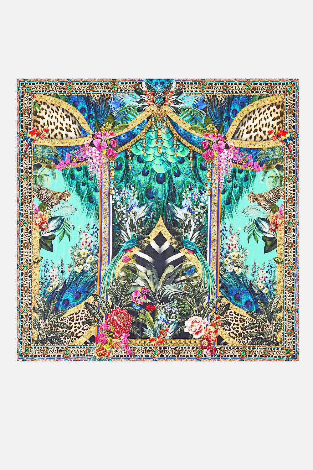 LARGE CRYSTALLED SILK SQUARE SCARF ANIMAL ALCHEMY