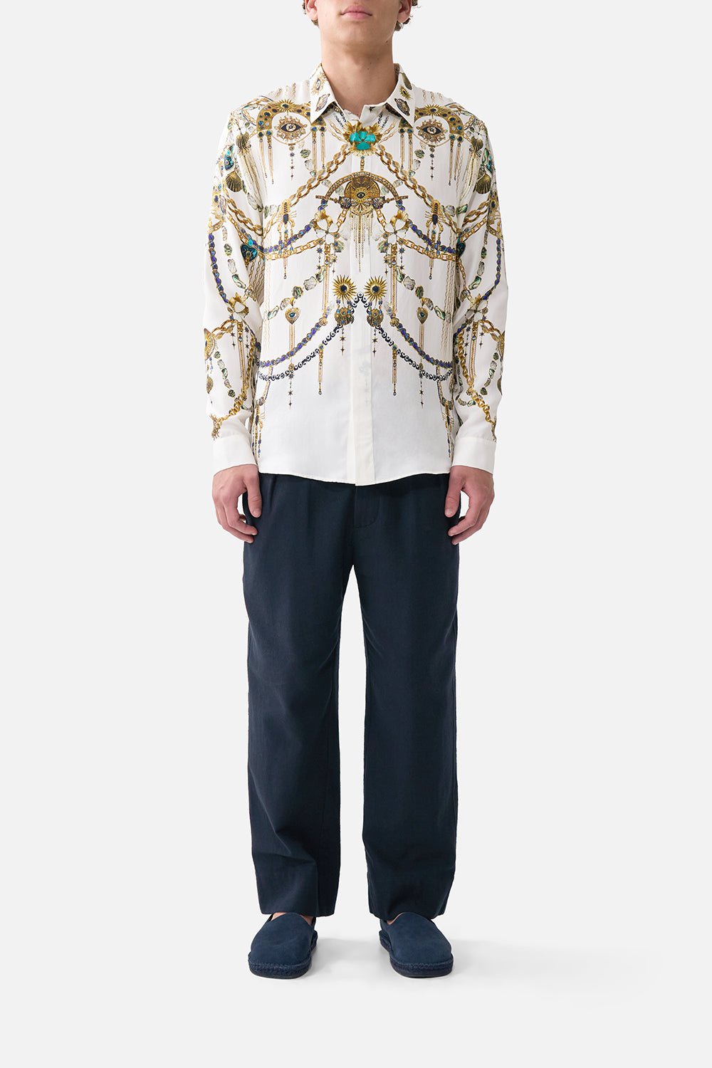 The CAMILLA LONG SLEEVE HIDDEN PLACKET SHIRT CHAIN GANGCHAIN GANG
