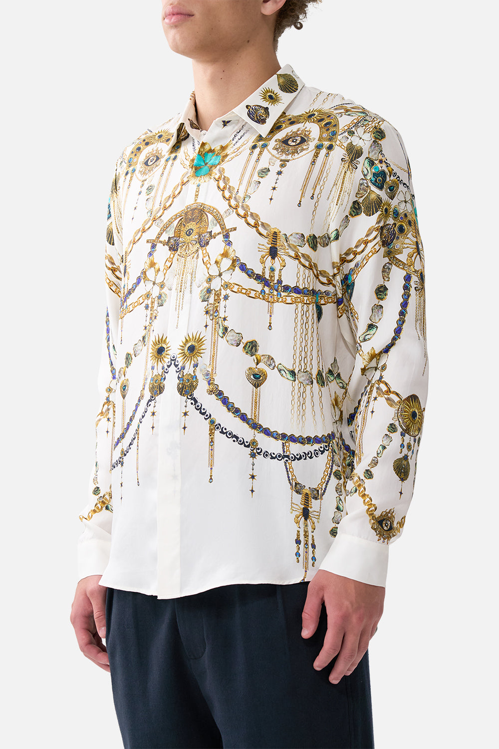 The CAMILLA LONG SLEEVE HIDDEN PLACKET SHIRT CHAIN GANG